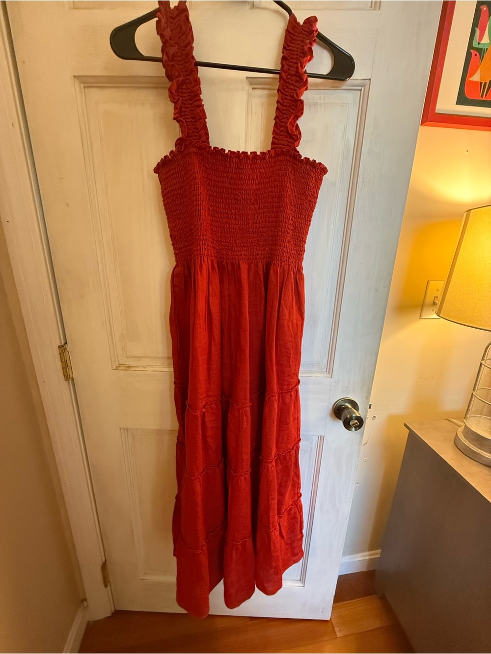 Red Smocked Sundress with Ruffle Straps